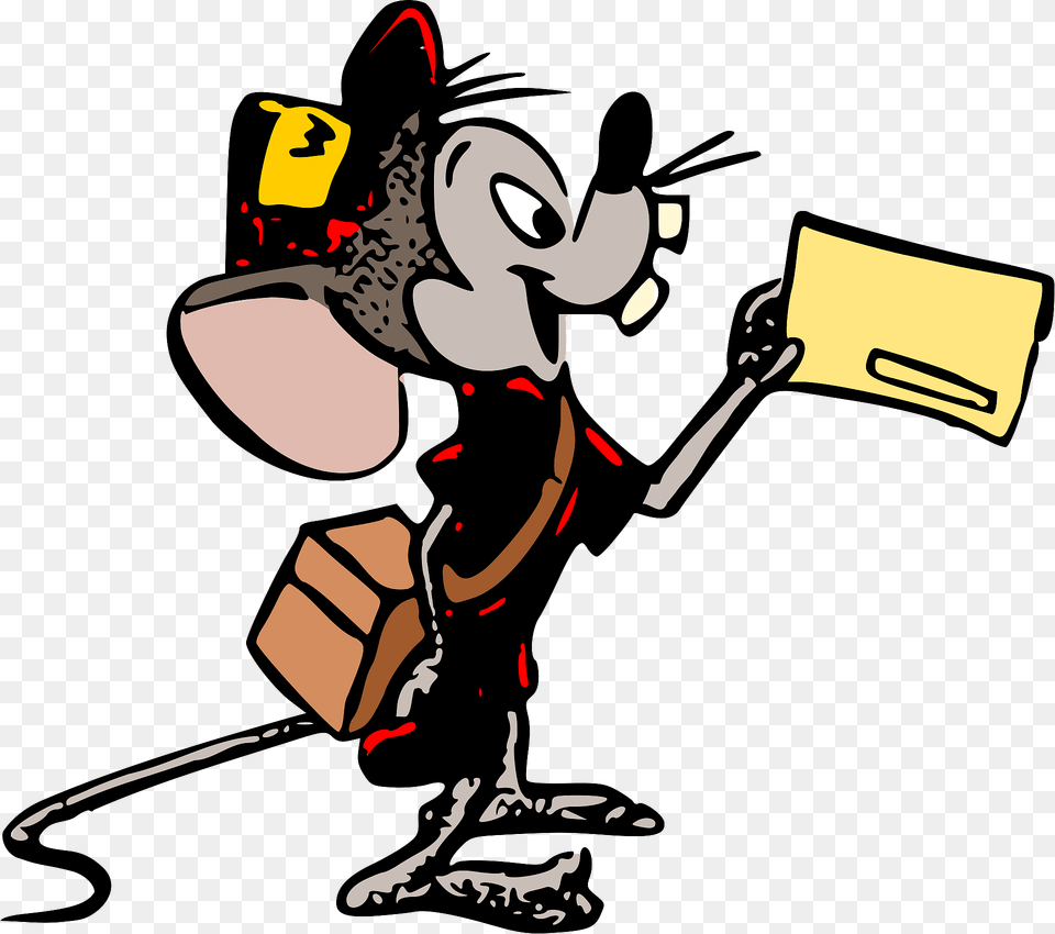 Mouse Postman Clipart, Cartoon, Cleaning, Person, Animal Png
