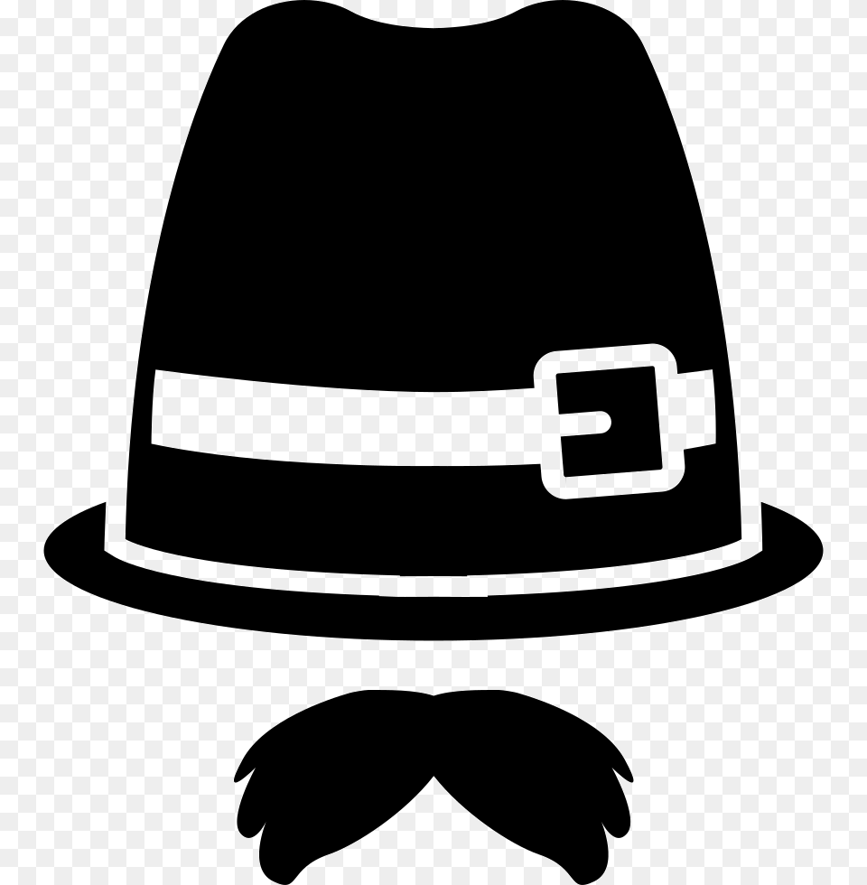 Moustache And Fedora Hat With Buckle Fancy Dress Icon, Clothing, Stencil, Hardhat, Helmet Free Png