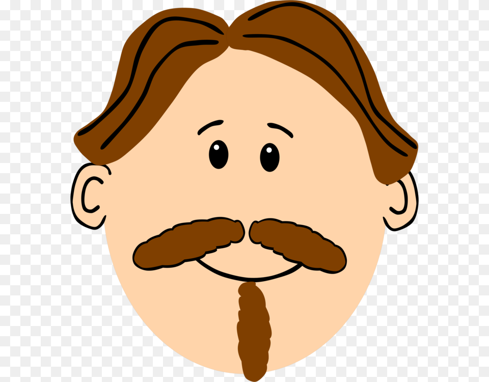 Moustache Beard Cartoon Brown Hair Man Moustache Clipart, Face, Head, Mustache, Person Free Transparent Png