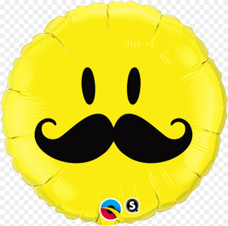 Moustache Emoji Foil Balloon 18quot Yellow Smiley Face With Mustache Foil Balloon, Head, Person, Ball, Football Png Image