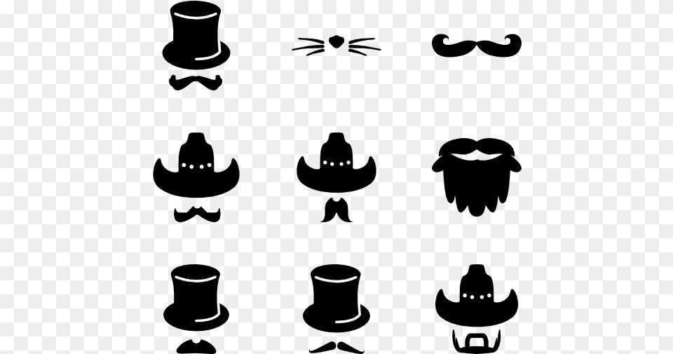 Moustaches Costume Icons, Gray Free Transparent Png
