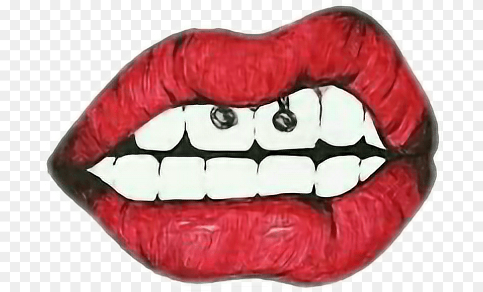 Mouth Clipart Dientes Desenho De Boca Com Piercing, Body Part, Person, Teeth, Cutlery Free Transparent Png