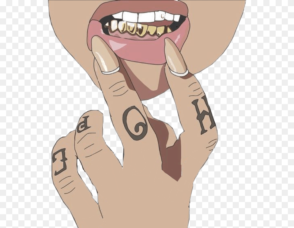Mouth Lips Fingers Grill Gold Bae Teeth Smile Gucci Human Mouth, Body Part, Finger, Hand, Person Png Image