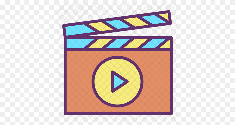 Movie Clapper Icon Of Colored Outline Icon, Clapperboard, Text Png Image