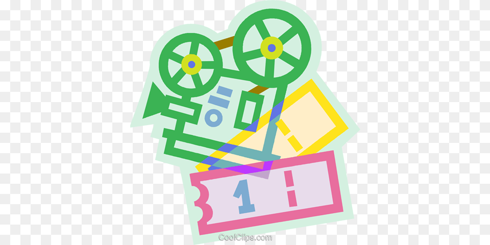 Movie Projector With Movie Tickets Royalty Vector Clip Art, First Aid, Machine, Wheel, Text Free Png Download