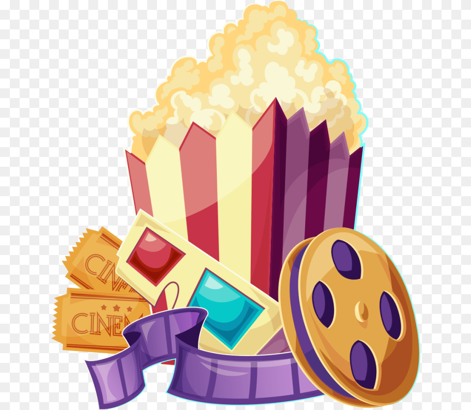 Movie Ticket With Popcorn Clipart Popcorn Movie Ticket, Food, Snack Png