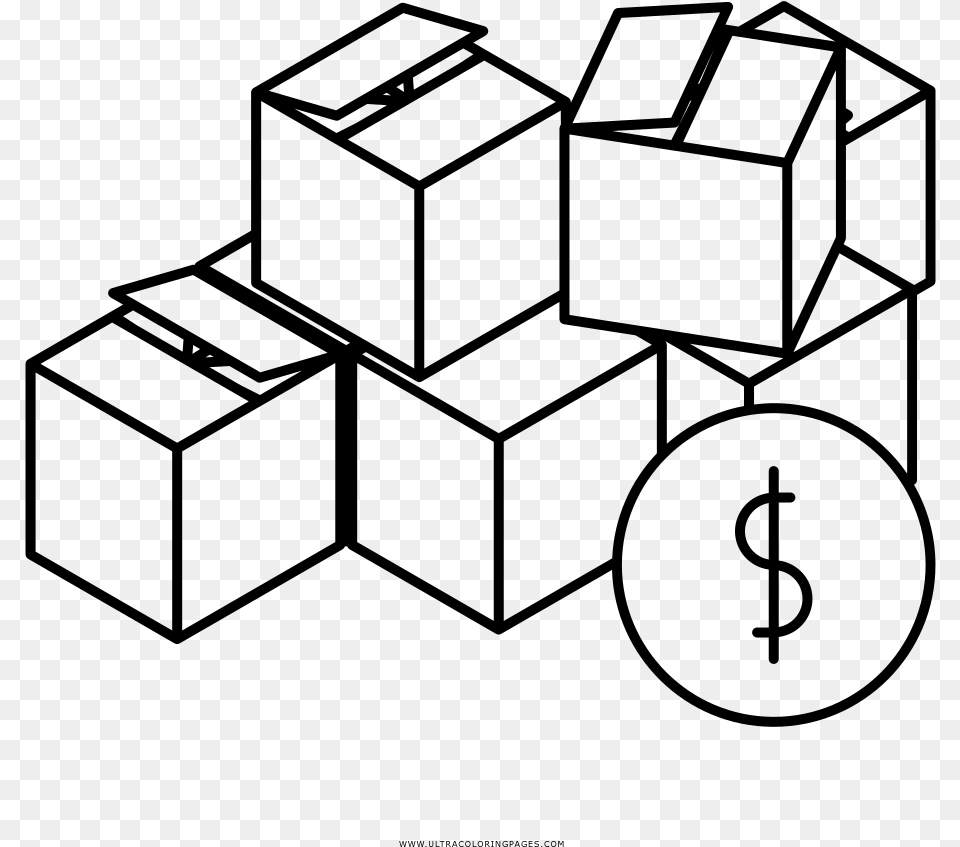 Moving Boxes Coloring, Gray Free Png Download
