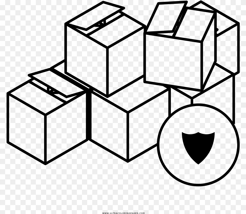 Moving Boxes Coloring, Gray Free Png Download