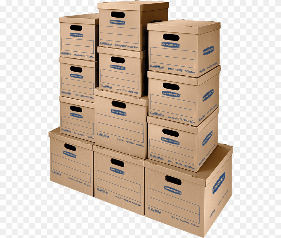 Moving Boxes Stack Of Banker Boxes, Box, Cardboard, Carton, Package Png Image