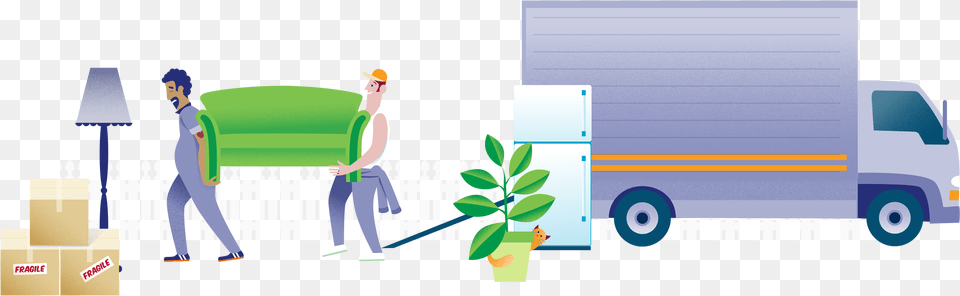 Moving In Truck Illustration, Person, Fence, Plant, Machine Free Png