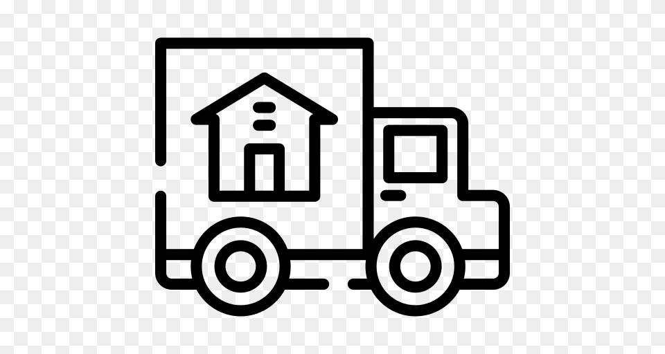 Moving Truck Icon, Gray Png