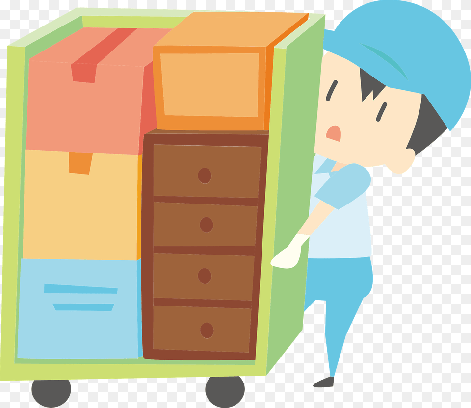 Moving Worker Clipart, Cabinet, Drawer, Furniture, Person Png Image