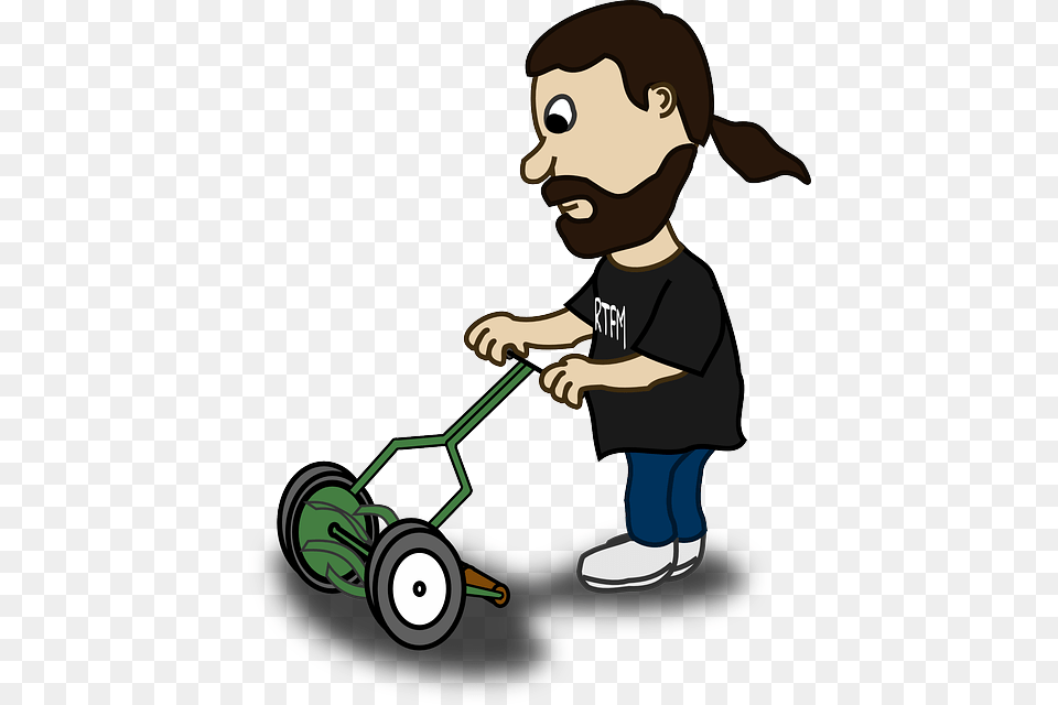 Mowing The Lawn Cartoon, Plant, Grass, Person, Lawn Mower Free Png Download