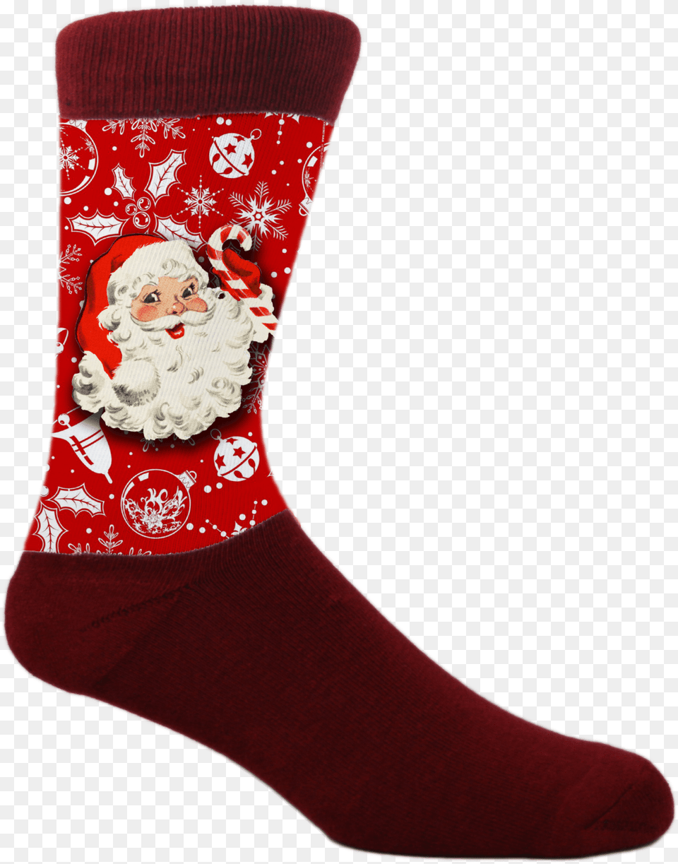 Moxy Socks Vintage Santa Clause Christmas Red Dye Sublimated Christmas Stocking, Clothing, Hosiery, Christmas Decorations, Festival Png