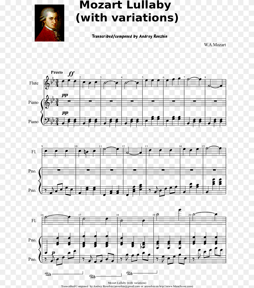 Mozart Lullaby Sheet Music, Head, Long Sleeve, Face, Person Png Image