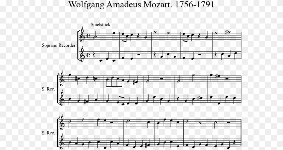 Mozart Sheet Music, Gray Free Png Download