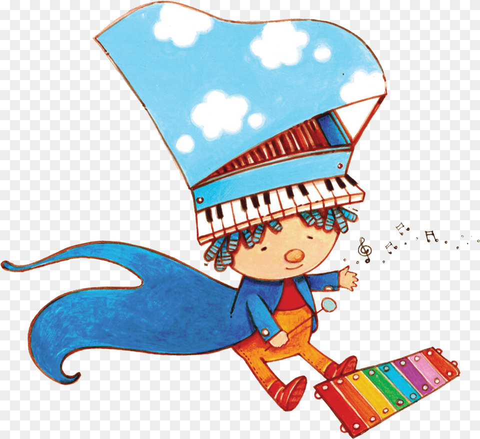Mozi Plays The Xylophone Cartoon, Baby, Person, Face, Head Free Png Download