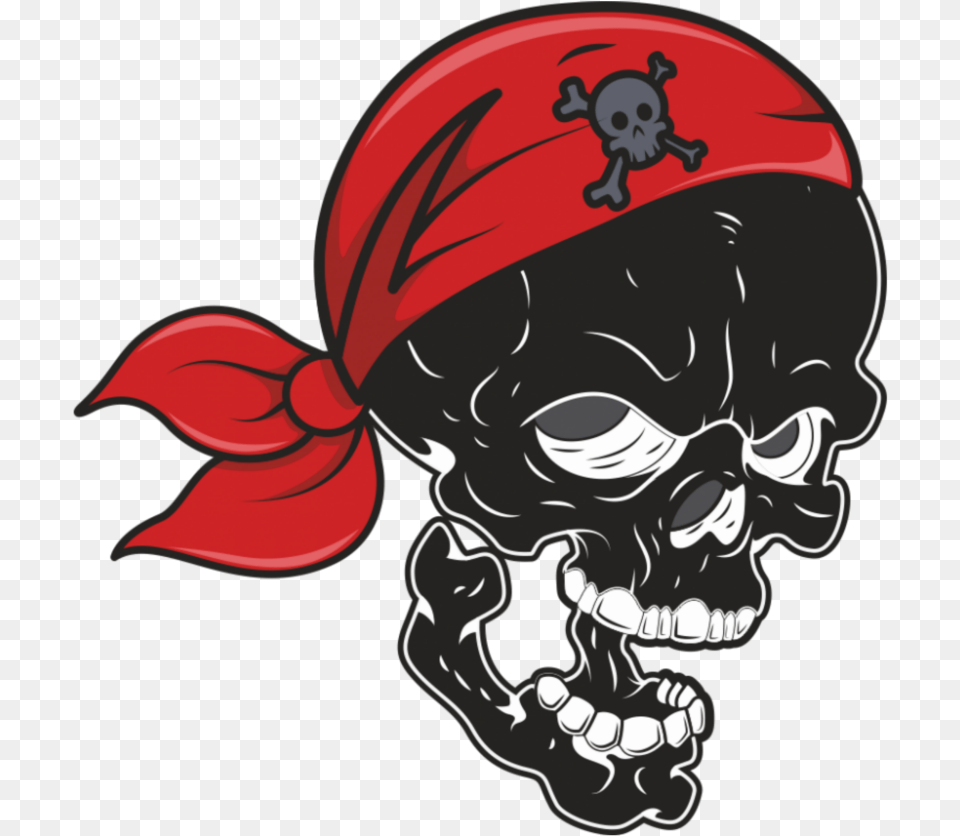 Mq Black Red Skull Skulls Pirate Red And Black Skull Cartoon, Accessories, Bandana, Headband, Person Free Png Download