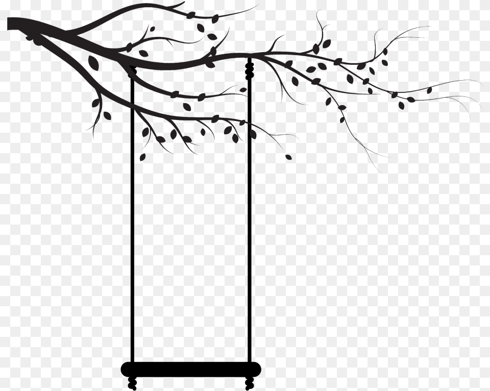 Mq Black Tree Swing Silhouette Silhouette Of A Swing, Art, Floral Design, Graphics, Pattern Png Image