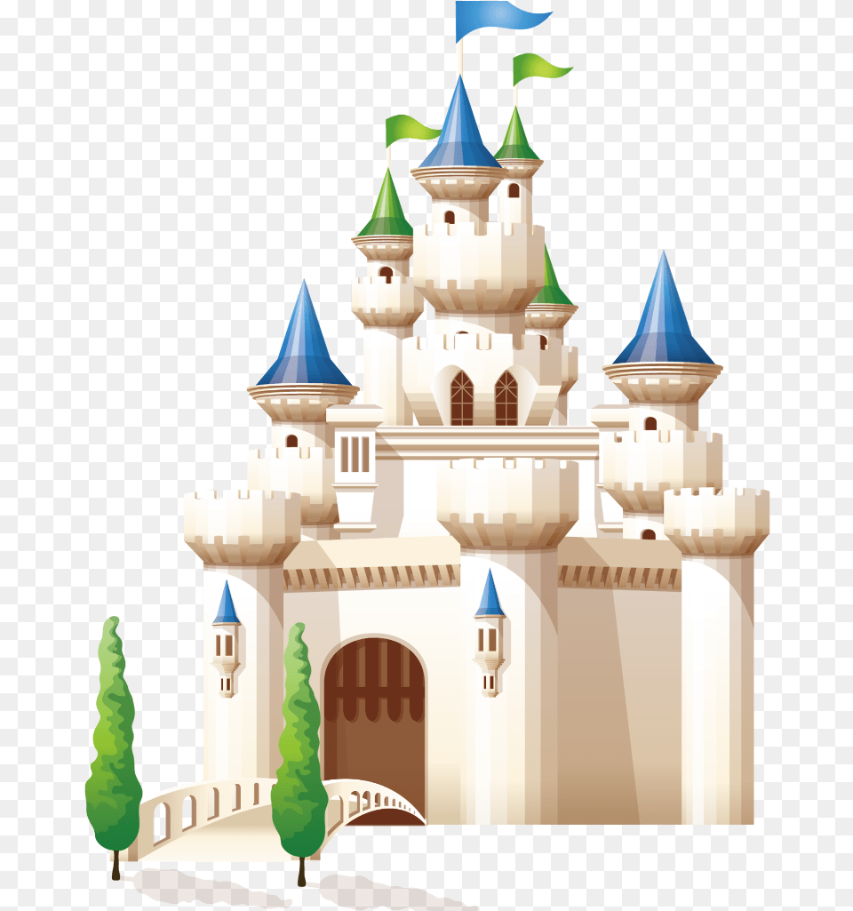 Mq Blue Castle Cartoon Building Fantasy Castle Illustration Vector, Architecture, Fortress, Spire, Tower Free Transparent Png