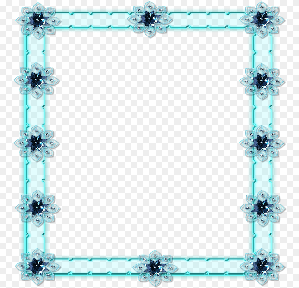 Mq Blue Glitter Flowers Frame Frames Necklace, Accessories, Jewelry Png Image