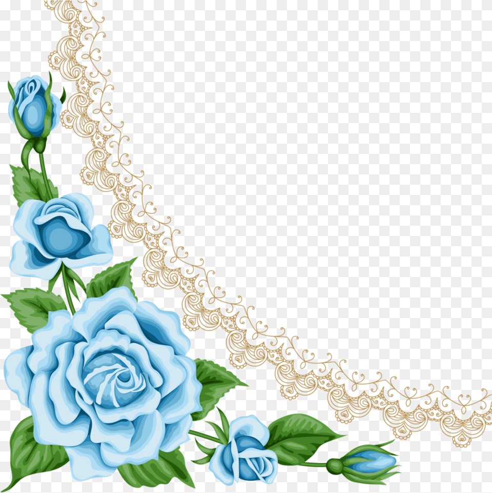 Mq Blue Transparent Flower Border, Art, Graphics, Pattern, Plant Png Image