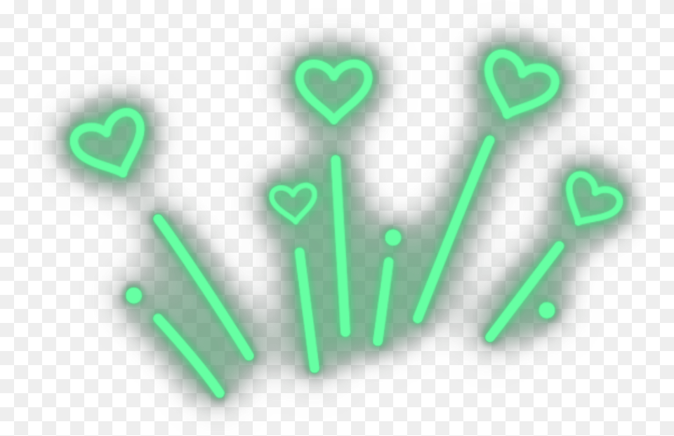 Mq Green Heart Hearts Lines Neon Graphic Design, Light, Smoke Pipe Free Png