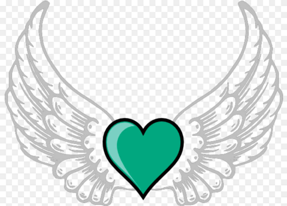 Mq Green Heart Hearts Wings Wing Halo Clipart, Emblem, Symbol, Person, Accessories Free Png Download