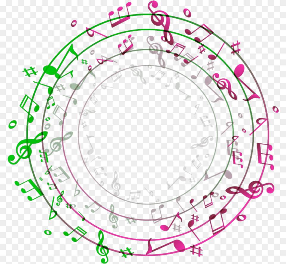Mq Green Pink Music Notes Circle Tarang Music, Cad Diagram, Diagram Png Image