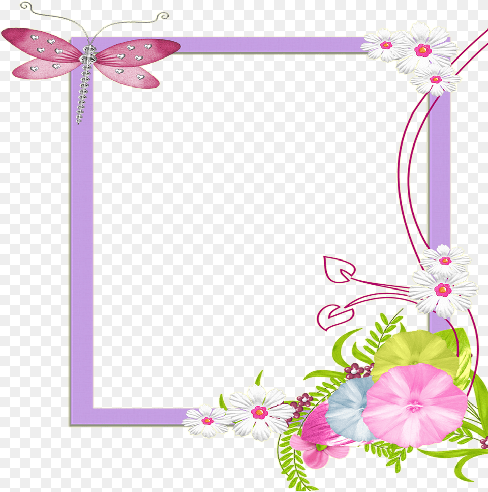 Mq Purple Flowers Frame Frames Border Borders Clipart Cute Flower Border, Art, Floral Design, Graphics, Pattern Png