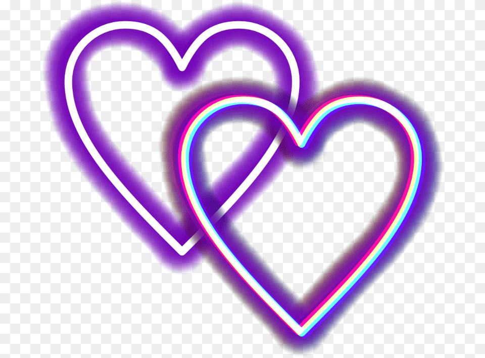 Mq Purple Glitch Neon Hearts Purple Neon Heart, Light Free Transparent Png