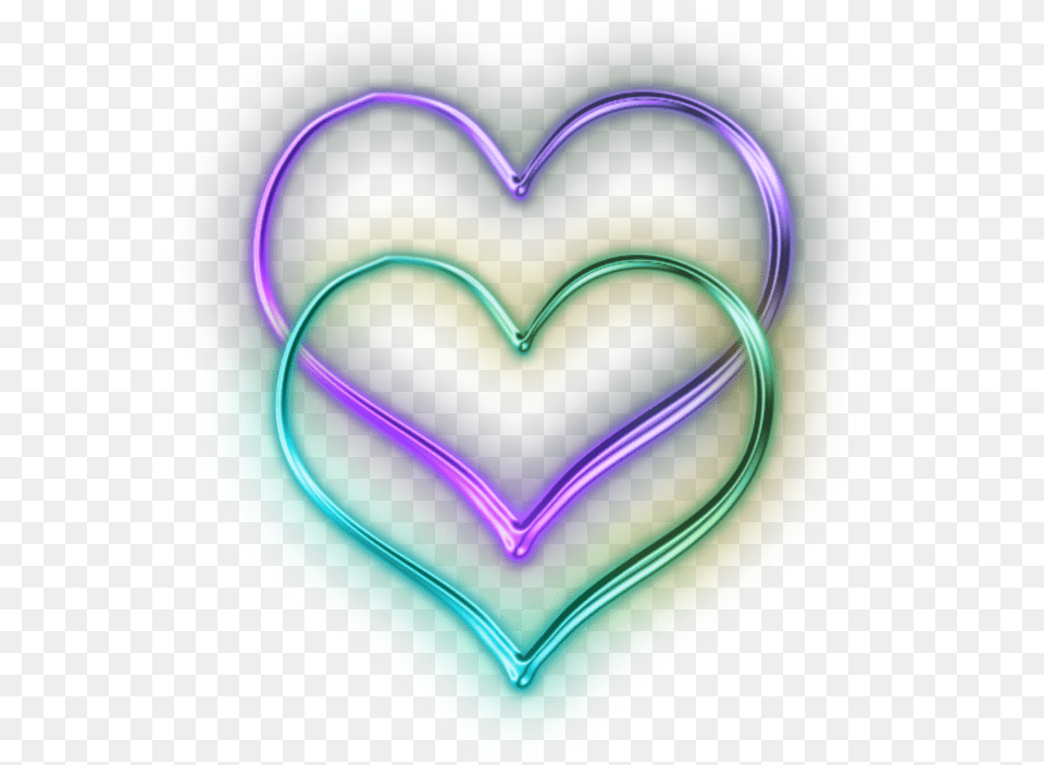 Mq Purple Green Heart Hearts Neon Heart, Light Free Transparent Png