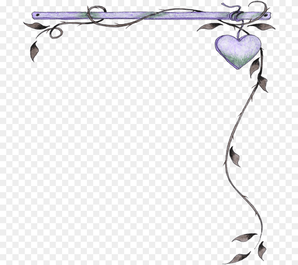 Mq Purple Hearts Heart Vines Border Borders Purple Heart Border, Sword, Weapon Png Image
