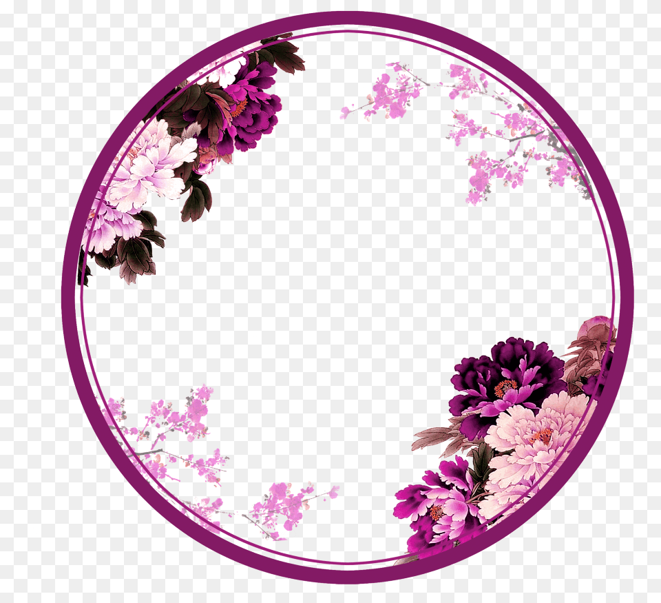 Mq Purple Japan Flowers Flower Circle Circles Border Flower Design In Circle, Art, Pattern, Graphics, Floral Design Png Image