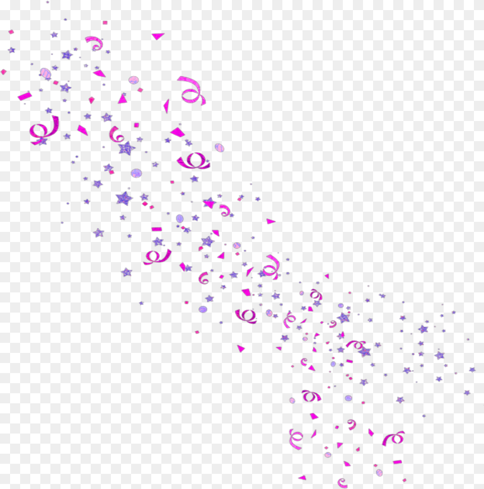 Mq Purple Pink Stars Confetti Floating Ribbon, Paper Free Png