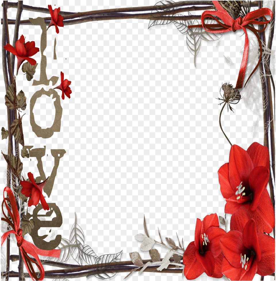 Mq Red Love Frame Frames Border Borders Picture Frame, Plant, Flower, Art, Floral Design Png