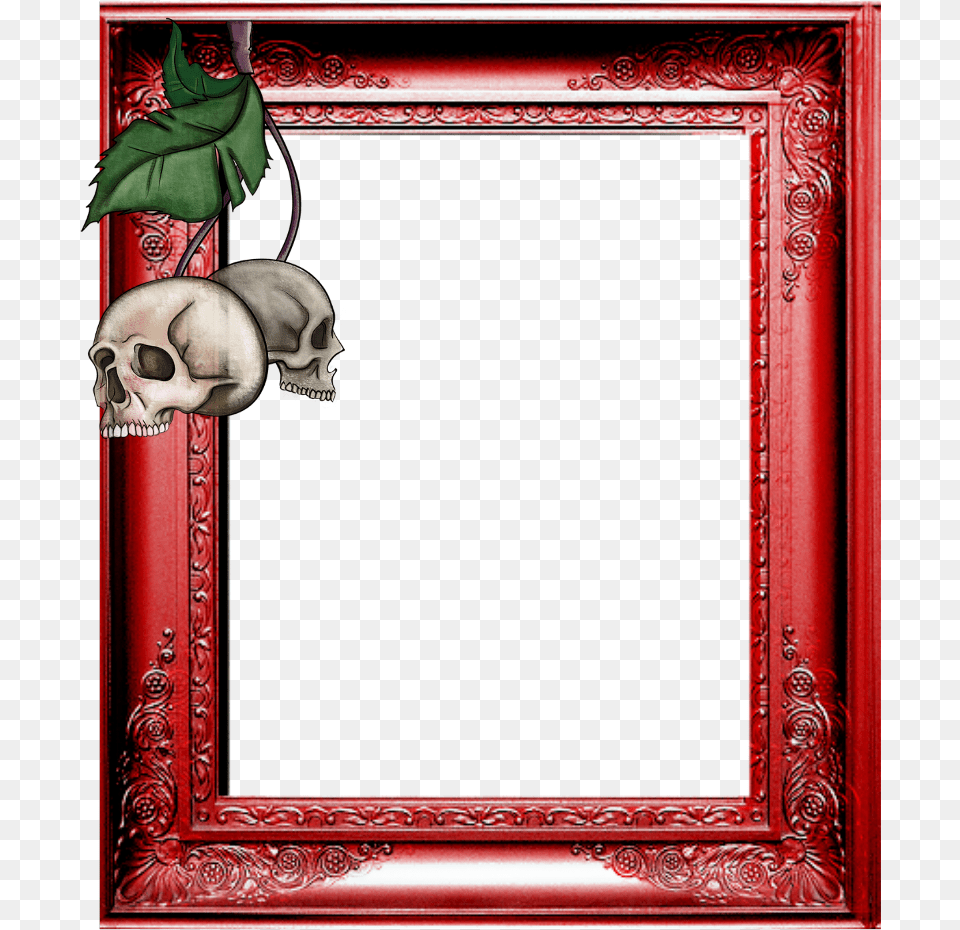 Mq Red Skull Cherry Frame Frames Border Borders Skull Frames, Art, Head, Painting, Person Png Image