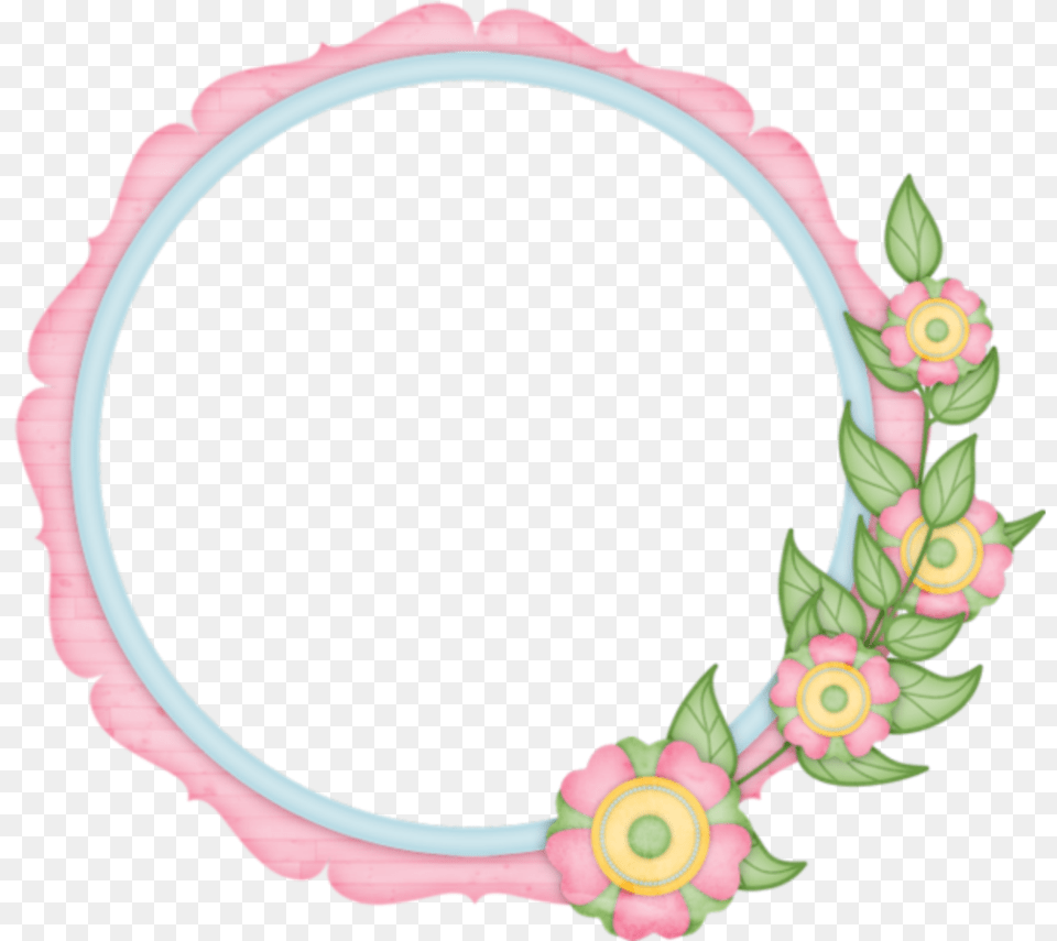 Mq Round Pink Flower Frames, Oval, Birthday Cake, Cake, Cream Png