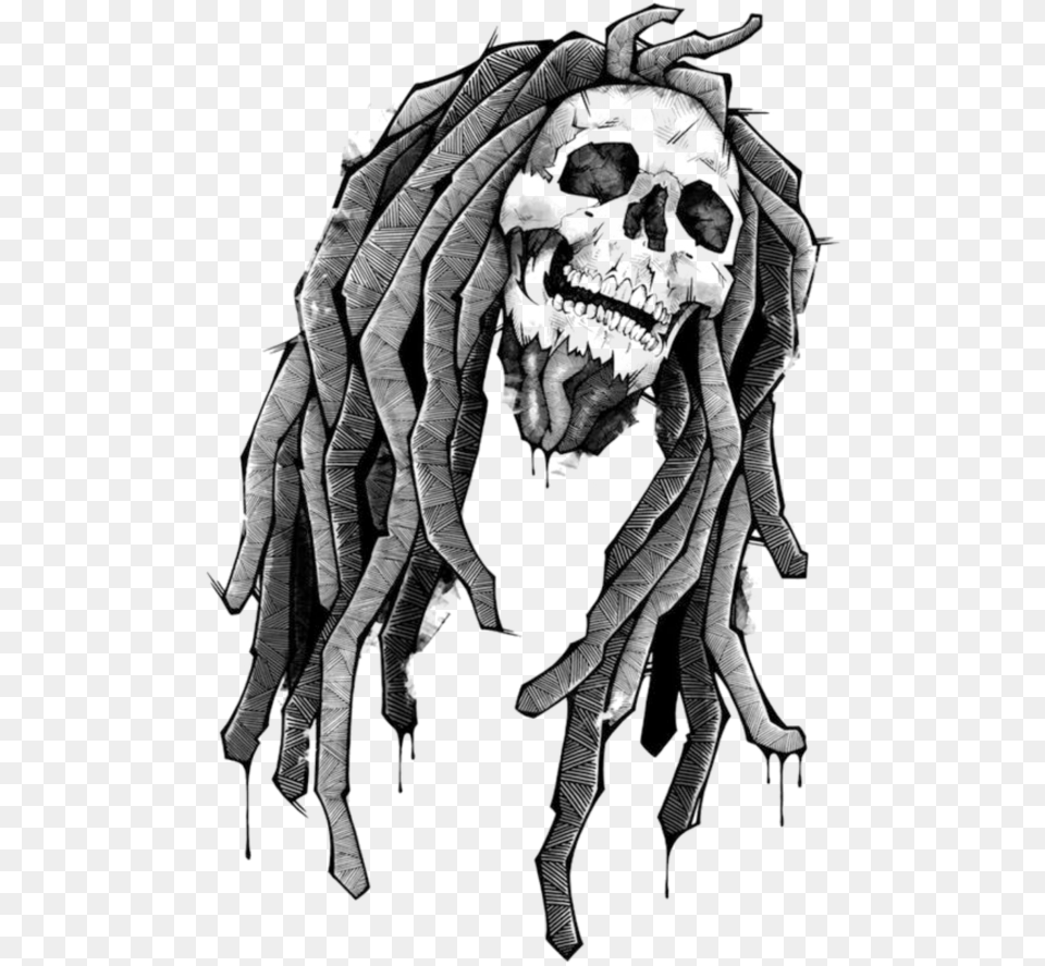 Mq Skull Grey Reagge Dreads Bob Marley Skull, Art, Person Free Transparent Png