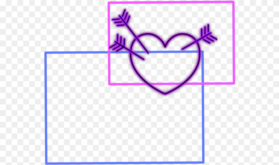 Mq Square Hearts Neon Frame Frames Border Borders Line Art, Light, Knot, Dynamite, Weapon Free Png Download