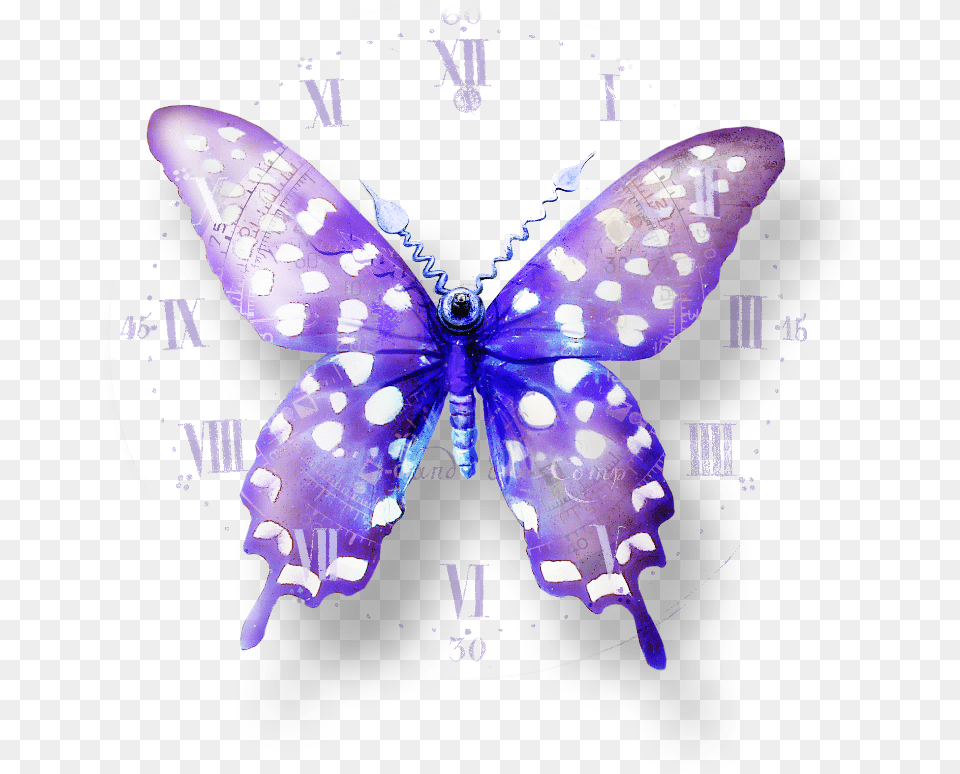 Mq Sticker Butterfly, Purple, Analog Clock, Clock Free Png Download