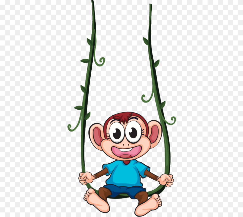 Mq Swing Monkey Vines Cartoon Clipart Monkey Swinging On Vines, Baby, Person, Face, Head Free Png
