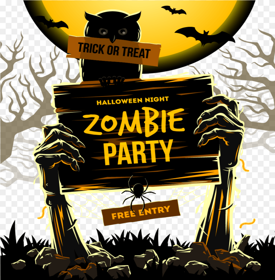 Mq Zombie Zombies Hands Moon Halloween Halloween Zombie Background, Advertisement, Poster, Book, Publication Free Png Download