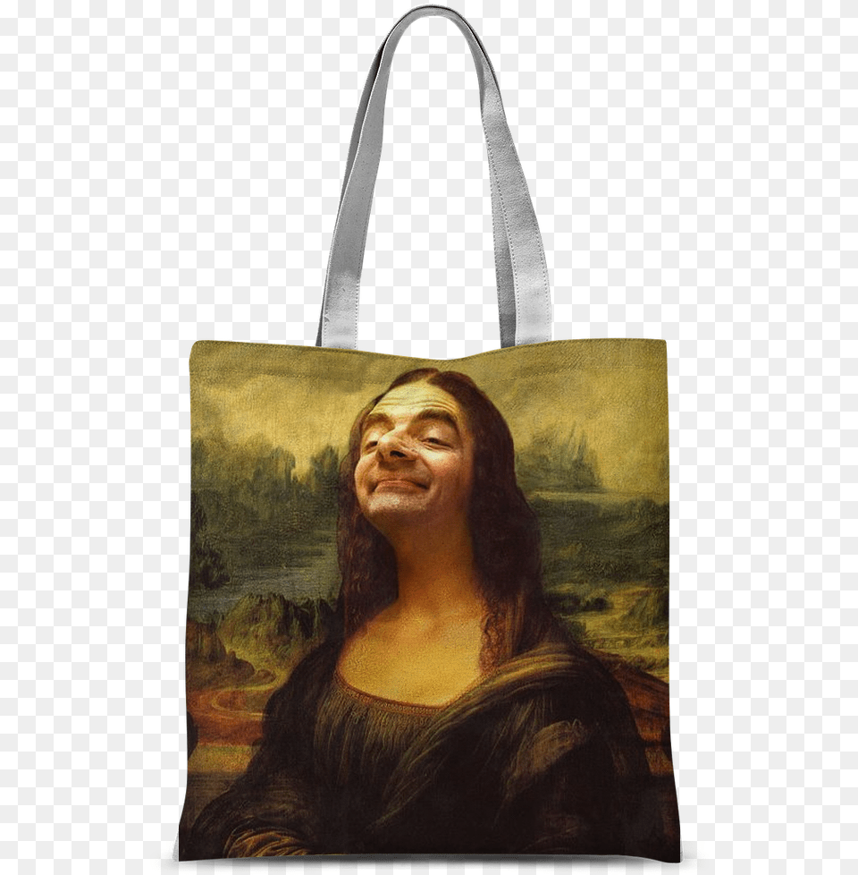 Mr Bean S Face On The Mona Lisa Classic Sublimation Mona Lisa, Accessories, Person, Handbag, Female Png Image