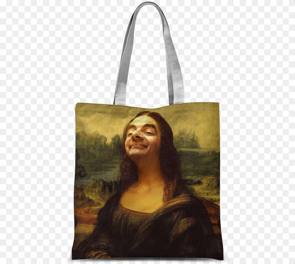 Mr Bean S Face On The Mona Lisa Classic Sublimation Mona Lisa, Accessories, Person, Handbag, Female Png Image
