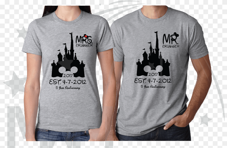 Mr Mrs Last Name Cinderella Castle Mickey Mouse Head My Favorite Disney Villain Is My Wife, Clothing, T-shirt, Shirt, Jeans Free Png Download