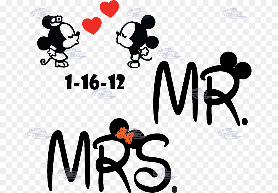 Mr Mrs Mmm Kiss Idecalworks Minnie Mickey Mouse In Love And Kissing, Blackboard Png Image