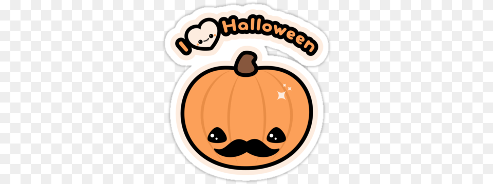 Mr Pompiu0027 Sticker By Sugarhai Kawai Halloween Stickers Cute Halloween Stickers, Food, Plant, Produce, Pumpkin Free Png Download