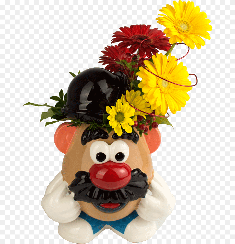 Mr Potato Head Cookie Jar Bouquet Mr Potato Head With A Flower, Daisy, Figurine, Flower Arrangement, Plant Free Png Download