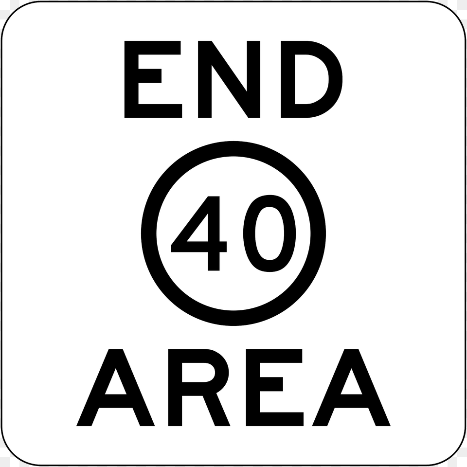 Mr Rs 20 End Of Speed Limit Area Used In Western Australia Clipart, Sign, Symbol, Road Sign, First Aid Png